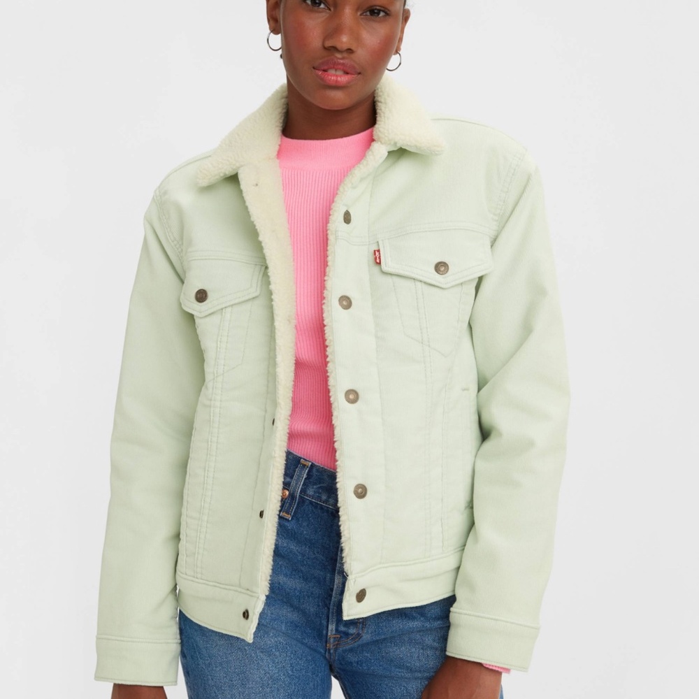 LEVIS  JACKET Ex-Boyfriend Cord SHERPA TRUCKER Mint L NWT
